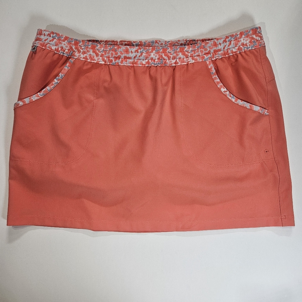 Columbia Womens Skort Large Coral Lined Golf Ready‎ Tennis Cycling Athletic Wear